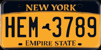 NY license plate HEM3789