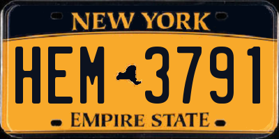 NY license plate HEM3791