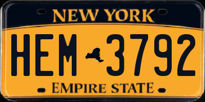 NY license plate HEM3792