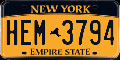 NY license plate HEM3794