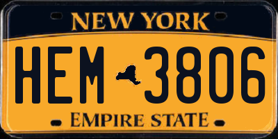 NY license plate HEM3806
