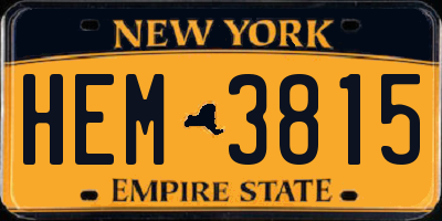 NY license plate HEM3815