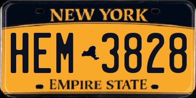 NY license plate HEM3828