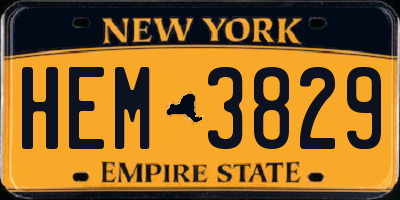 NY license plate HEM3829
