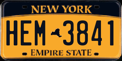 NY license plate HEM3841
