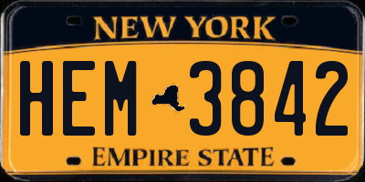 NY license plate HEM3842