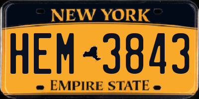 NY license plate HEM3843
