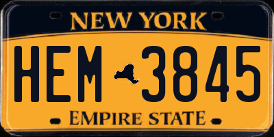 NY license plate HEM3845