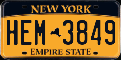 NY license plate HEM3849