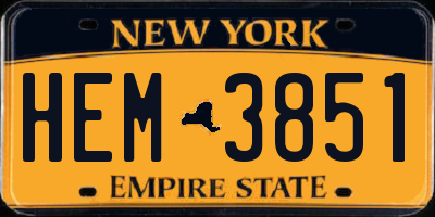 NY license plate HEM3851