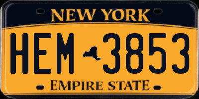 NY license plate HEM3853