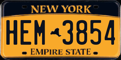 NY license plate HEM3854