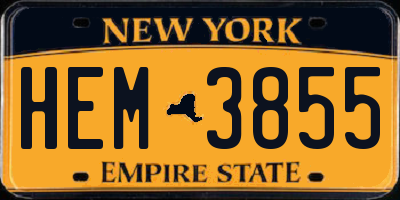 NY license plate HEM3855