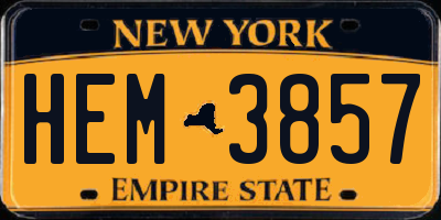 NY license plate HEM3857