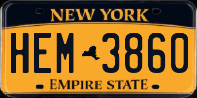 NY license plate HEM3860