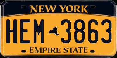 NY license plate HEM3863