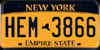 NY license plate HEM3866