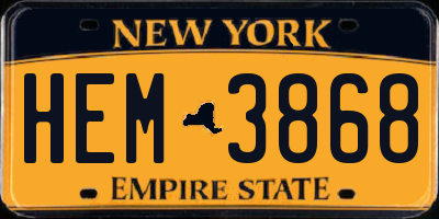 NY license plate HEM3868