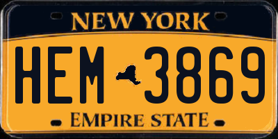 NY license plate HEM3869