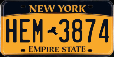 NY license plate HEM3874