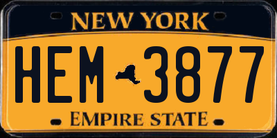 NY license plate HEM3877
