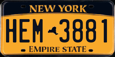 NY license plate HEM3881