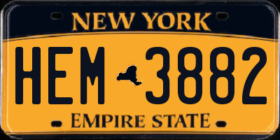 NY license plate HEM3882