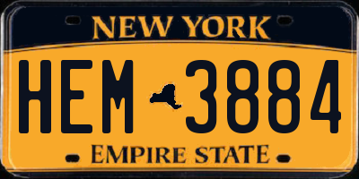 NY license plate HEM3884