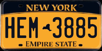NY license plate HEM3885
