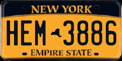 NY license plate HEM3886