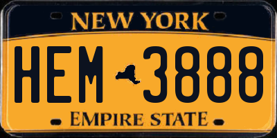 NY license plate HEM3888
