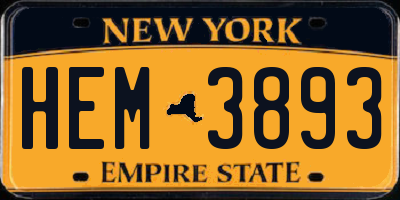 NY license plate HEM3893