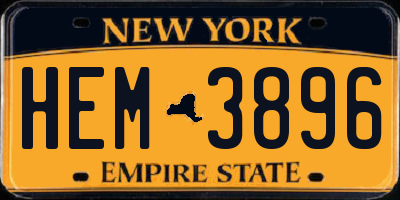 NY license plate HEM3896