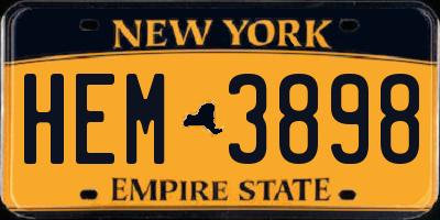 NY license plate HEM3898