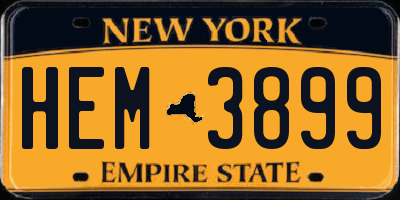 NY license plate HEM3899