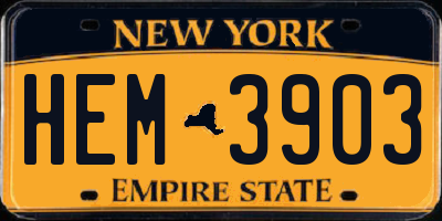 NY license plate HEM3903