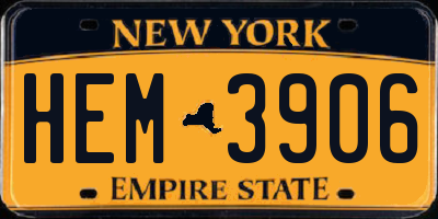 NY license plate HEM3906