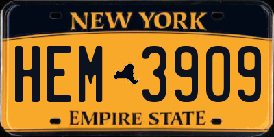 NY license plate HEM3909