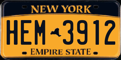 NY license plate HEM3912