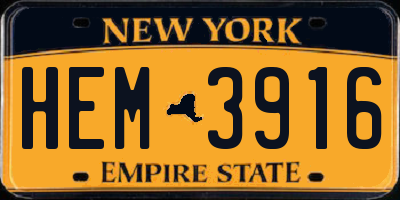 NY license plate HEM3916