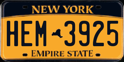 NY license plate HEM3925