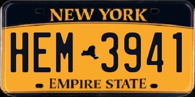 NY license plate HEM3941