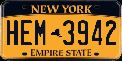 NY license plate HEM3942