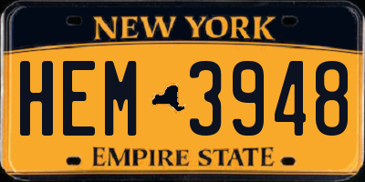 NY license plate HEM3948