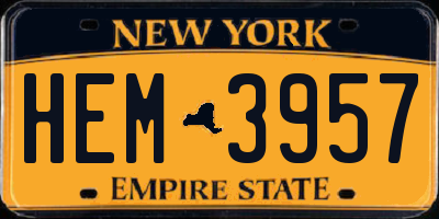 NY license plate HEM3957