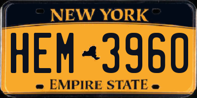 NY license plate HEM3960