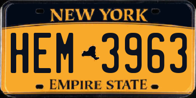 NY license plate HEM3963