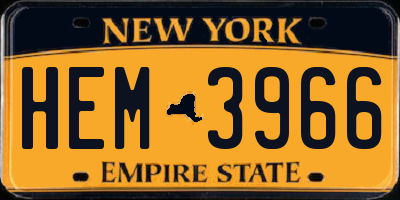 NY license plate HEM3966