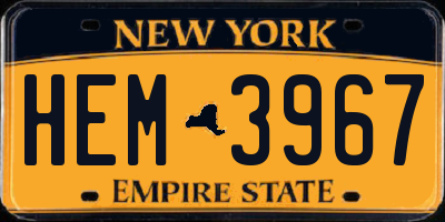 NY license plate HEM3967