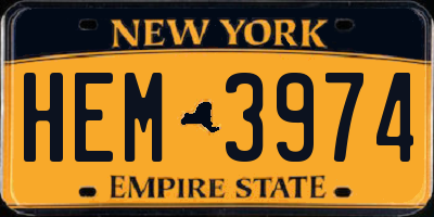 NY license plate HEM3974